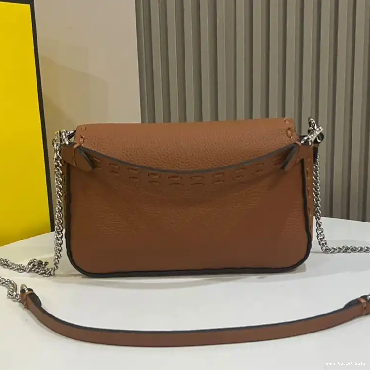 Cheap Selleria Fendi Brown Baguette Bag Mini Leather Romano In Cuoio 0629